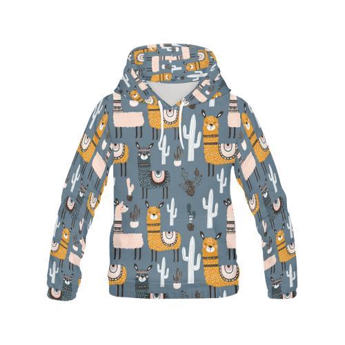 Print Pattern Llama Cactus Men Pullover Hoodie-grizzshop