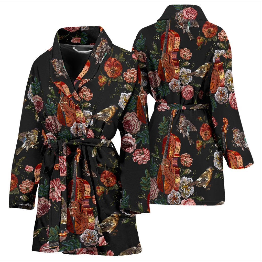 Print Pattern Violin Pattern Print Women Long Robe-grizzshop