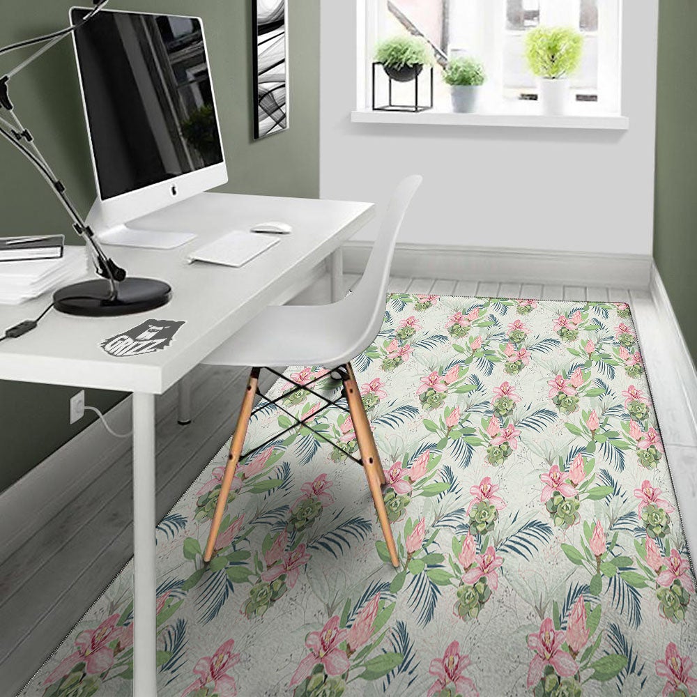 Protea Pink Print Pattern Floor Mat-grizzshop