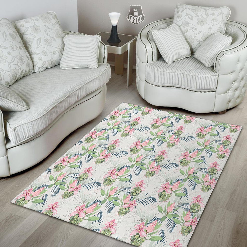 Protea Pink Print Pattern Floor Mat-grizzshop