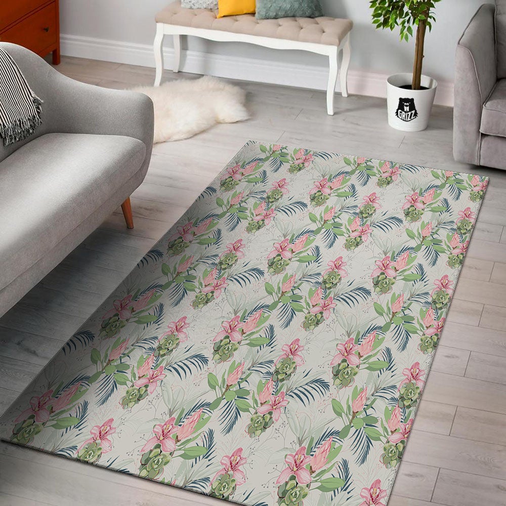 Protea Pink Print Pattern Floor Mat-grizzshop