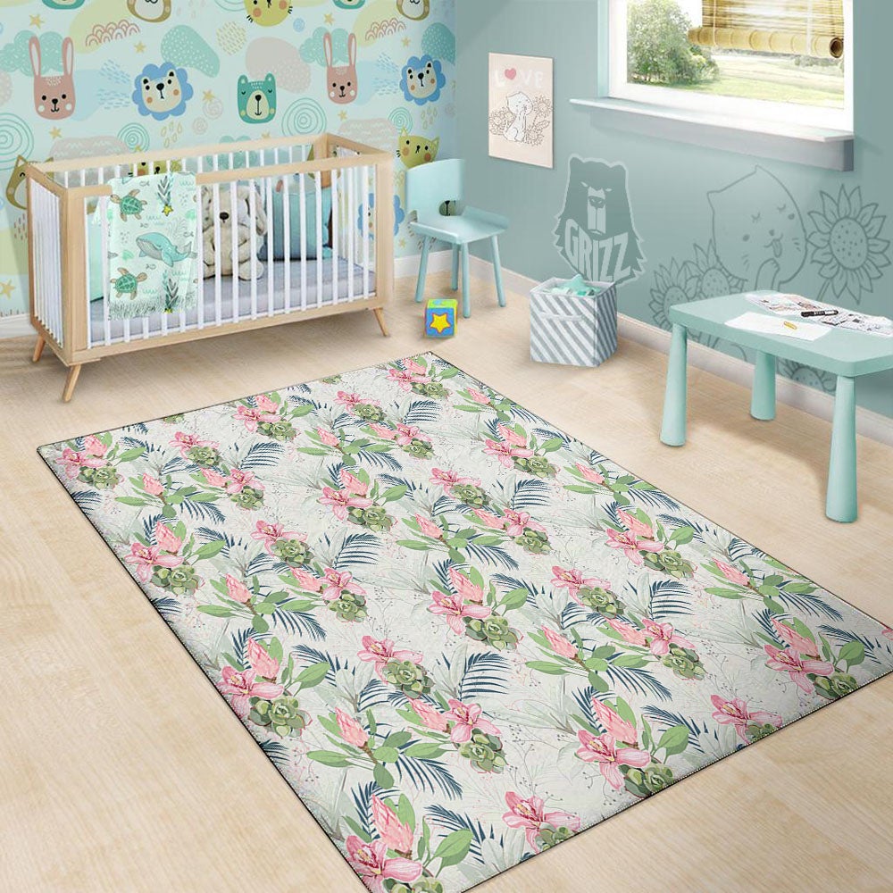 Protea Pink Print Pattern Floor Mat-grizzshop