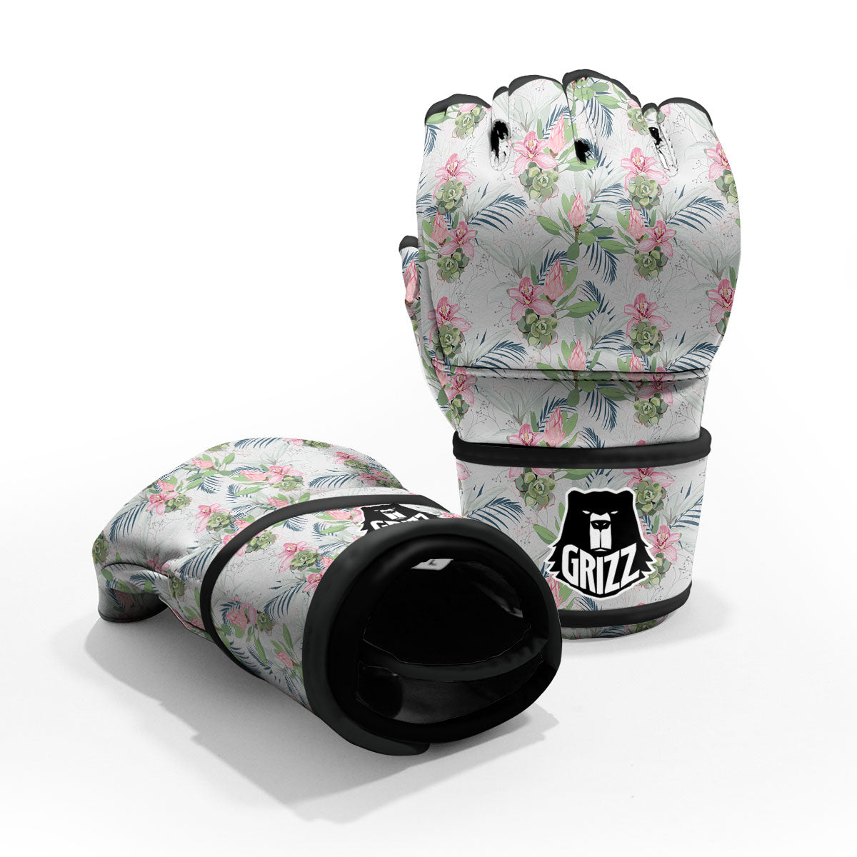 Protea Pink Print Pattern MMA Gloves-grizzshop