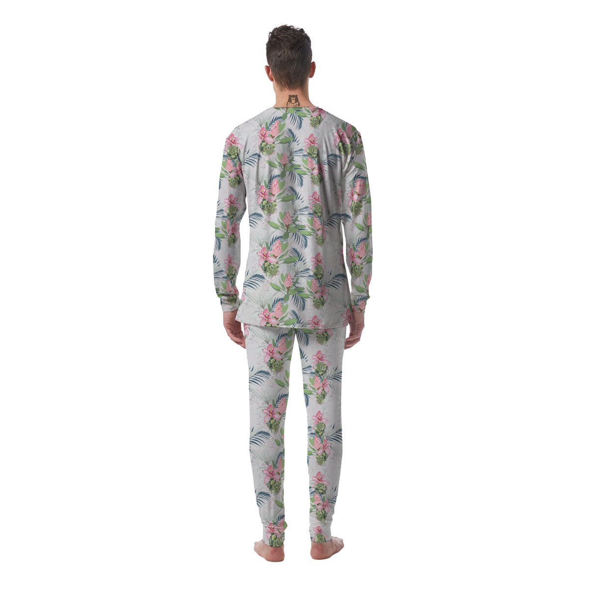 Protea Pink Print Pattern Men's Pajamas-grizzshop