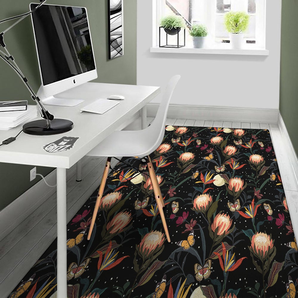 Protea Watercolor Print Pattern Floor Mat-grizzshop