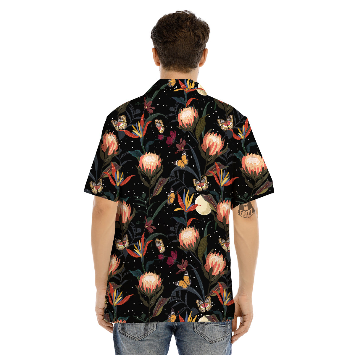 Protea Watercolor Print Pattern Men's Hawaiian Shirt-grizzshop