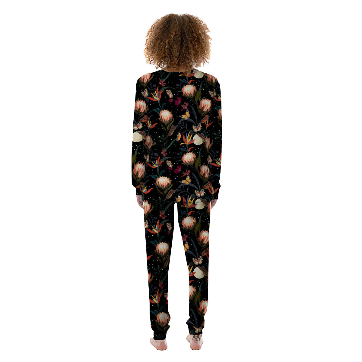 Protea Watercolor Print Pattern Women's Pajamas-grizzshop
