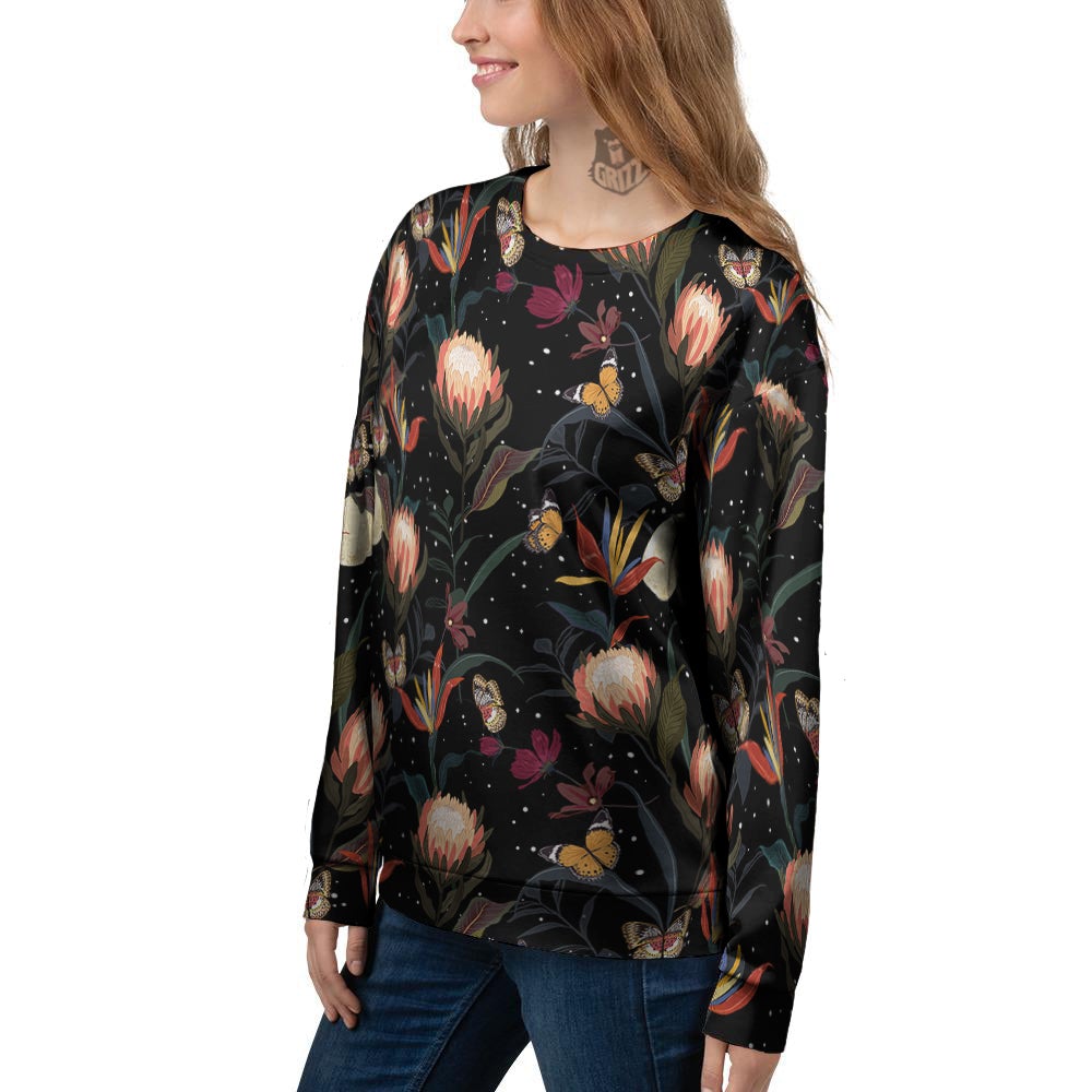 Protea Watercolor Print Pattern Women's Sweatshirt-grizzshop