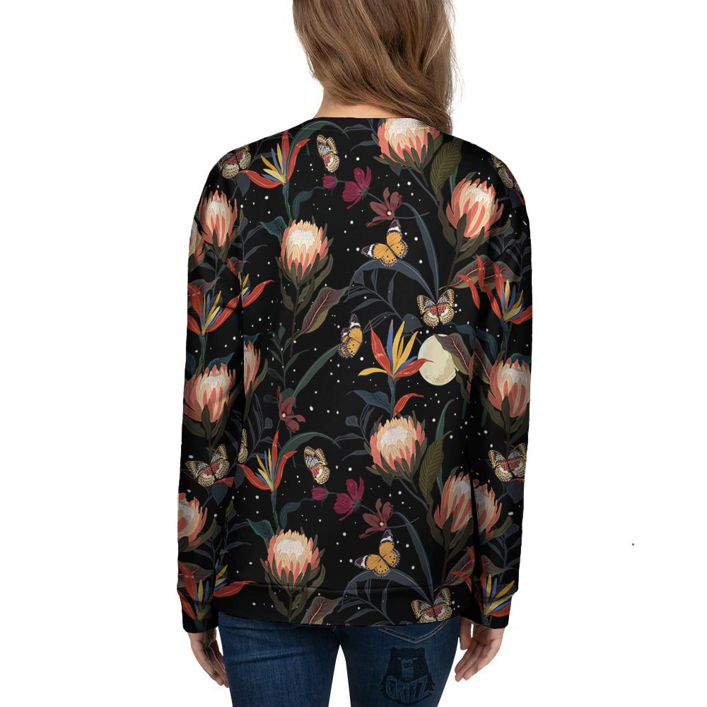 Protea Watercolor Print Pattern Women's Sweatshirt-grizzshop