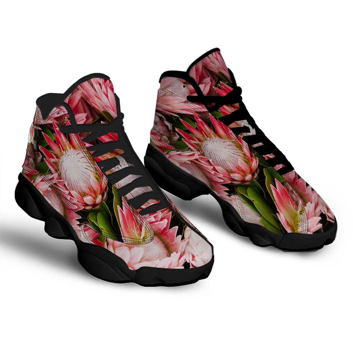 Proteas Bunches Print Black Basketball Shoes-grizzshop