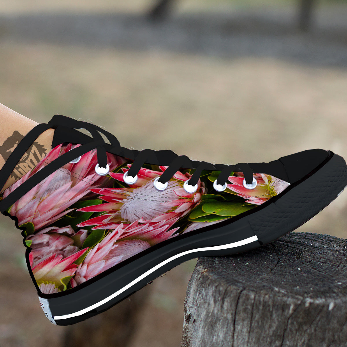 Proteas Bunches Print Black High Top Shoes-grizzshop