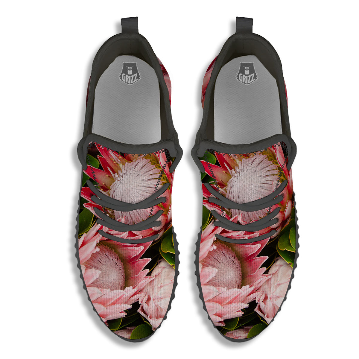 Proteas Bunches Print Black Walking Shoes-grizzshop
