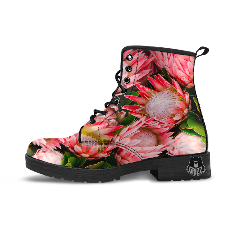 Proteas Bunches Print Leather Boots-grizzshop