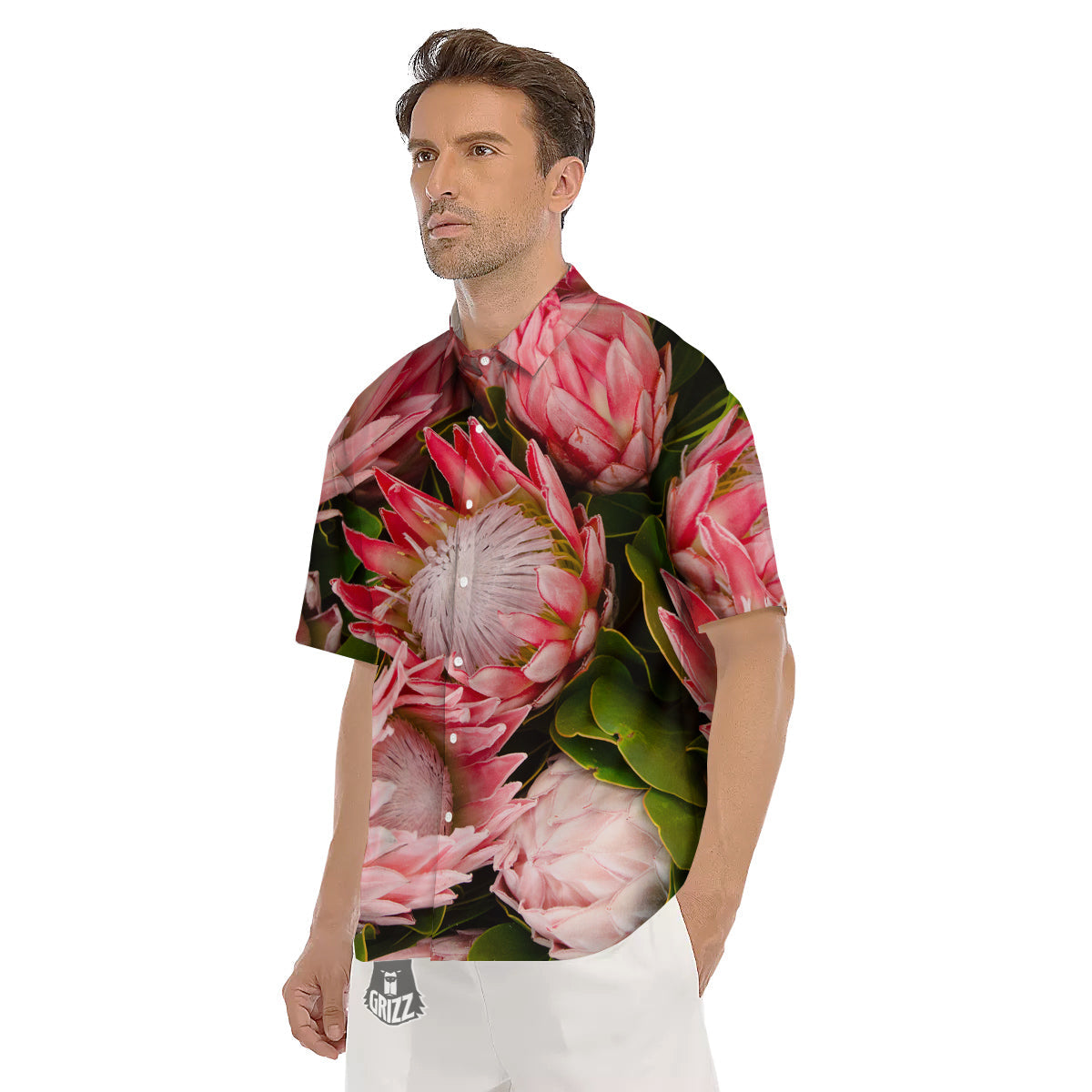 Proteas Bunches Print Men's Short Sleeve Shirts-grizzshop