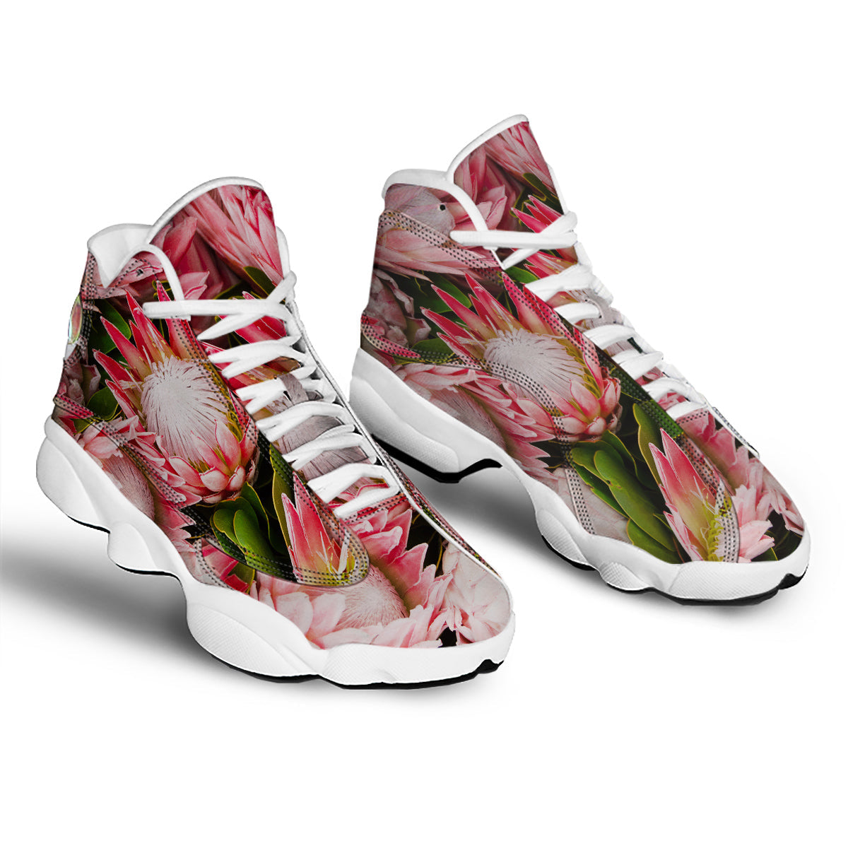 Proteas Bunches Print White Basketball Shoes-grizzshop
