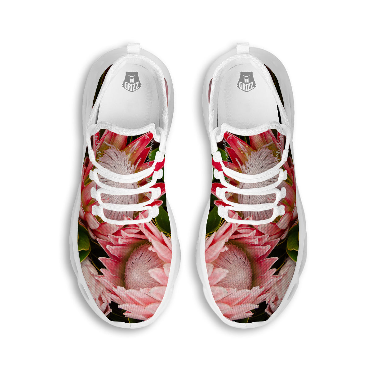 Proteas Bunches Print White Running Shoes-grizzshop