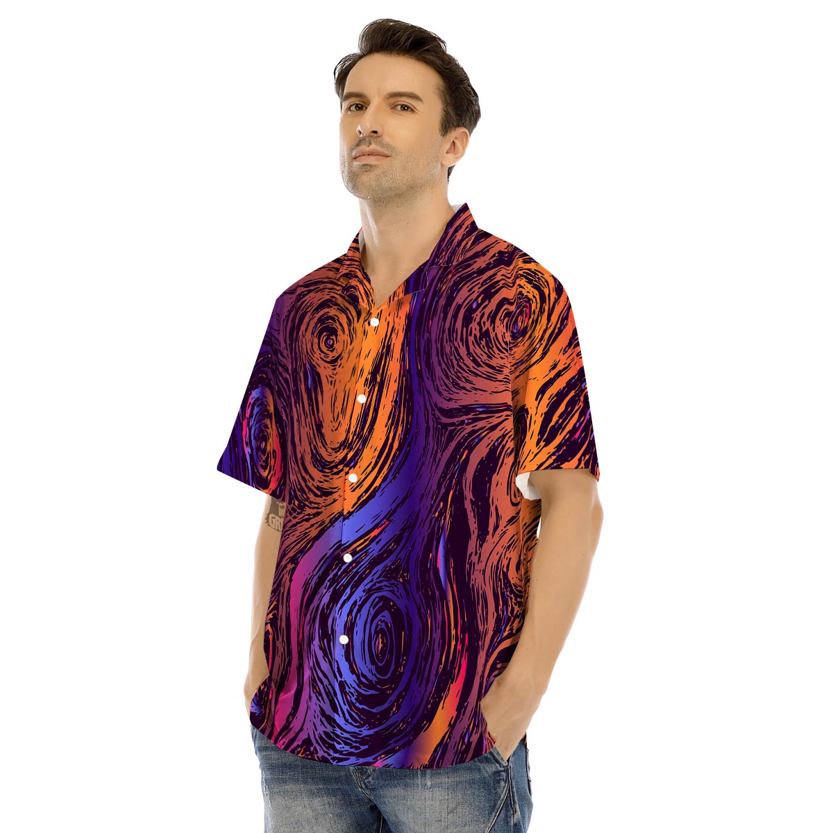 Psychedelic Abstract Men’s Hawaiian Shirt-grizzshop