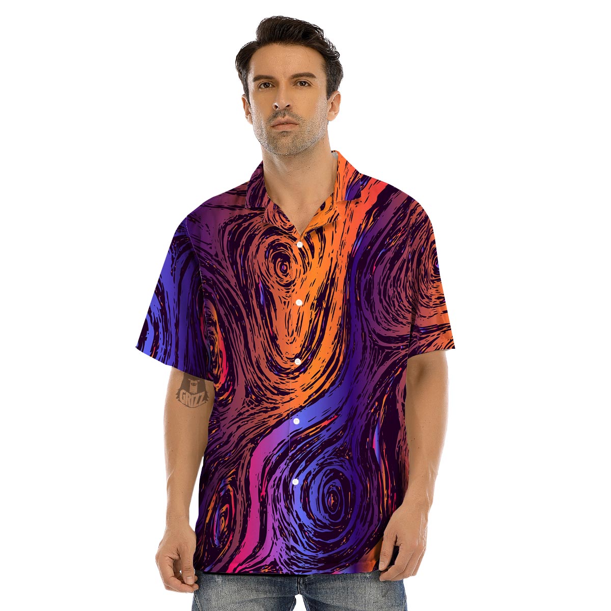 Psychedelic Abstract Men’s Hawaiian Shirt-grizzshop