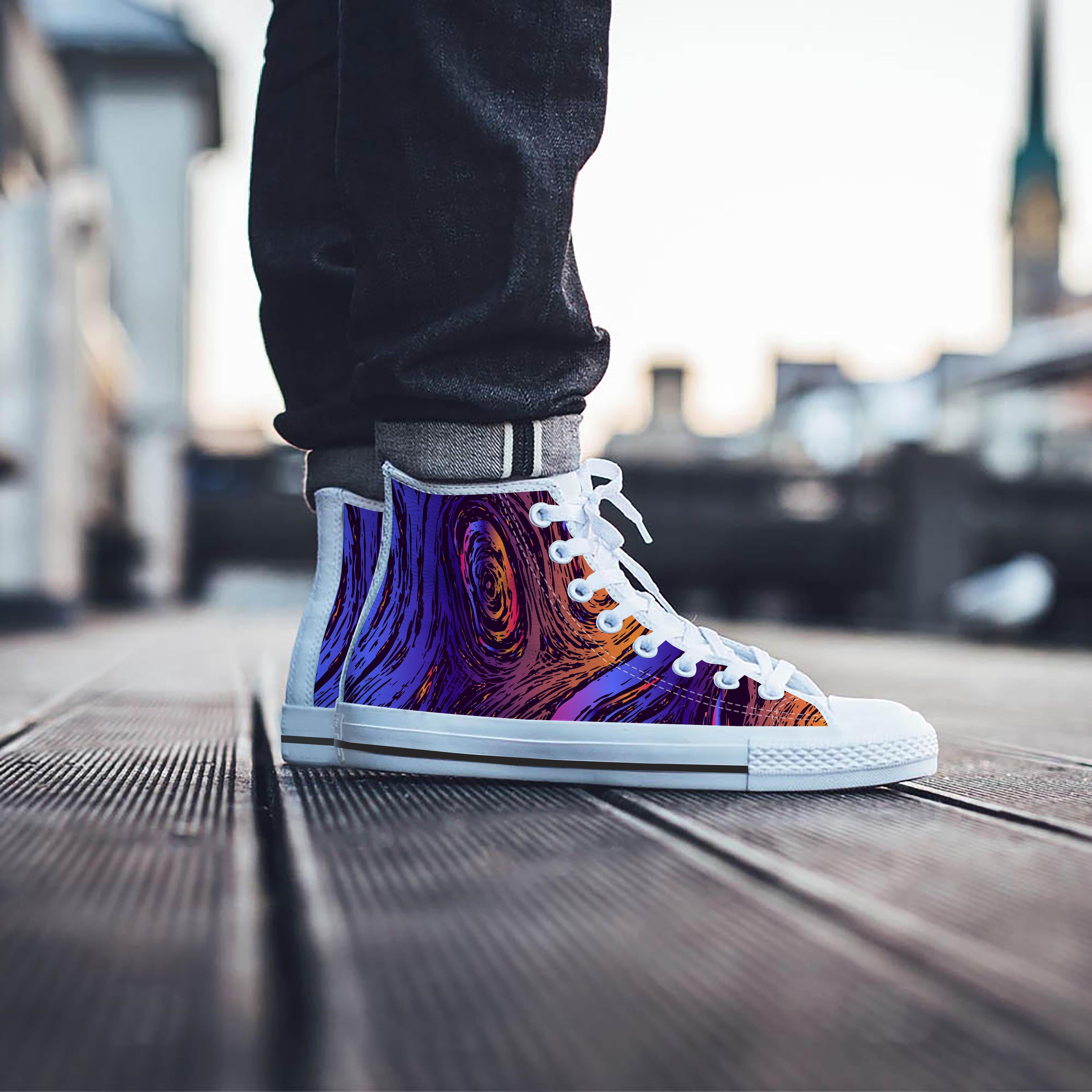 Psychedelic Abstract Men's High Top Shoes-grizzshop