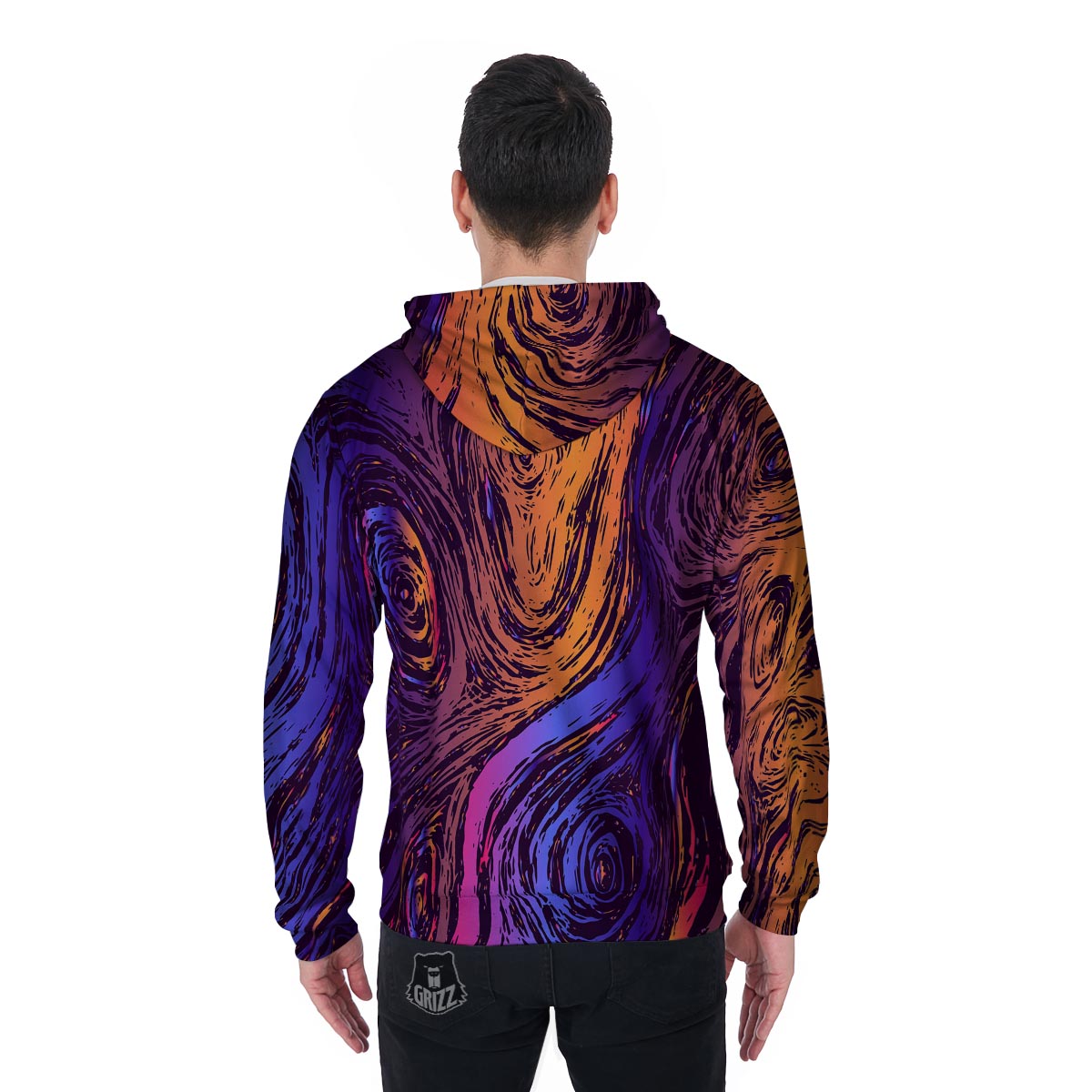 Psychedelic Abstract Men's Zip Up Hoodie-grizzshop