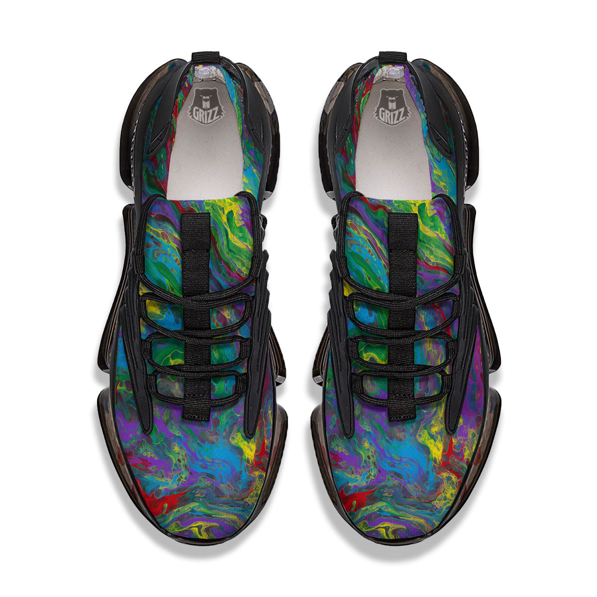 Psychedelic Abstract Print Black Gym Shoes-grizzshop