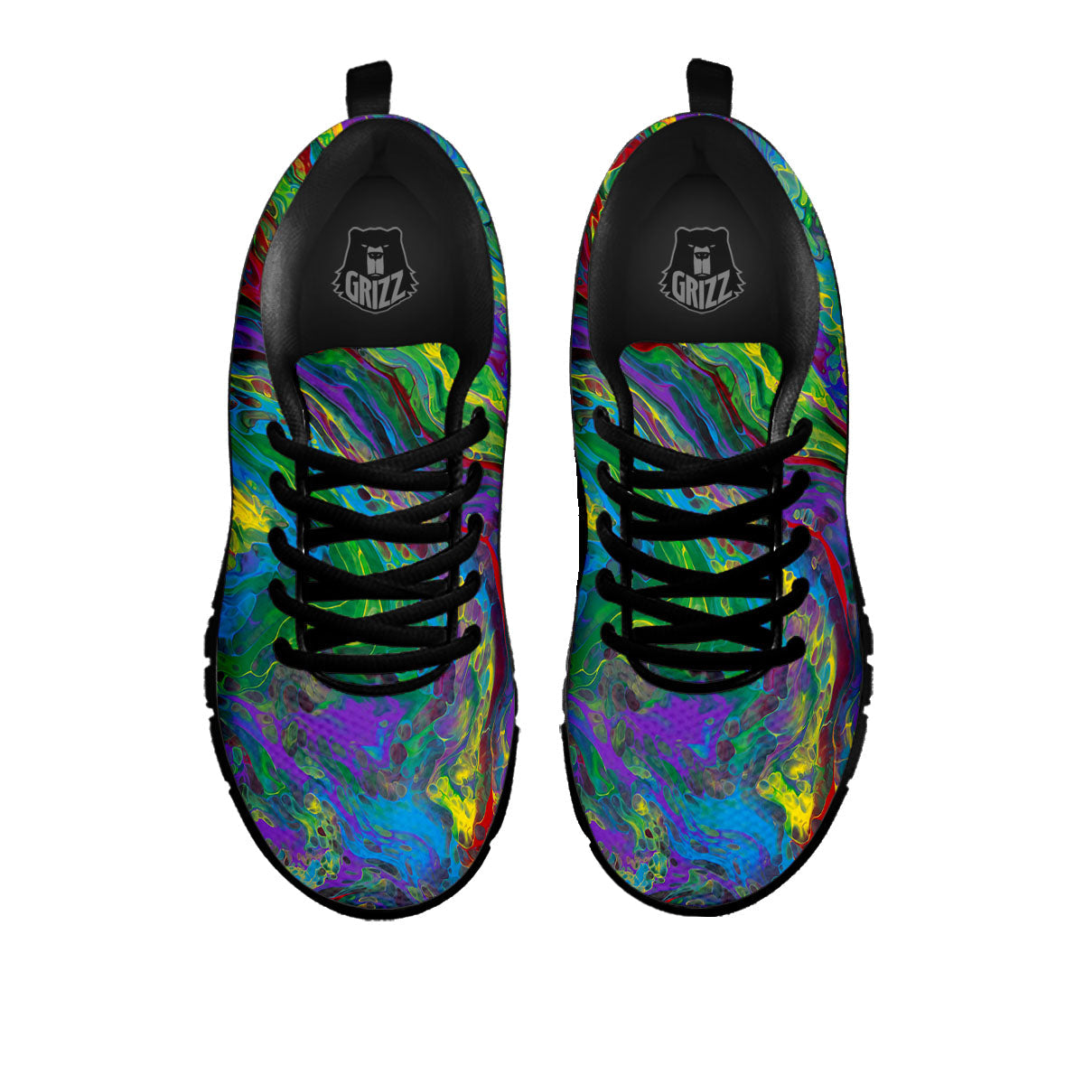 Psychedelic Abstract Print Black Sneaker-grizzshop