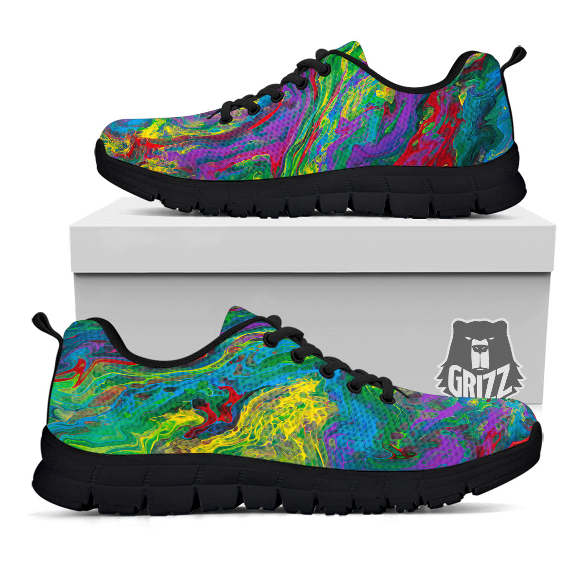 Psychedelic Abstract Print Black Sneaker-grizzshop