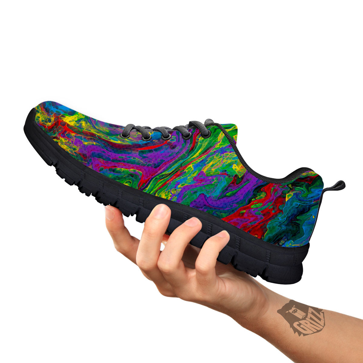 Psychedelic Abstract Print Black Sneaker-grizzshop