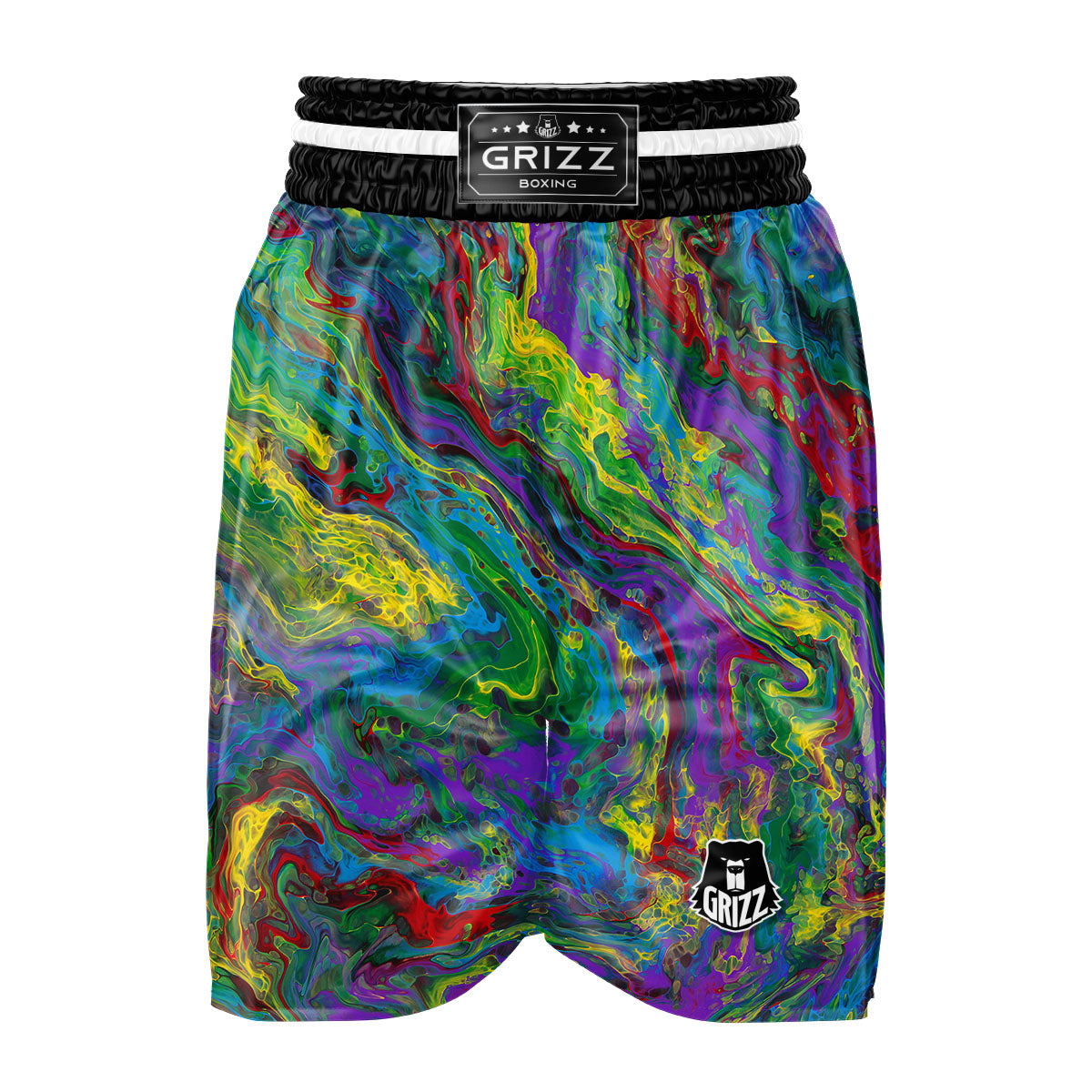 Psychedelic Abstract Print Boxing Shorts-grizzshop