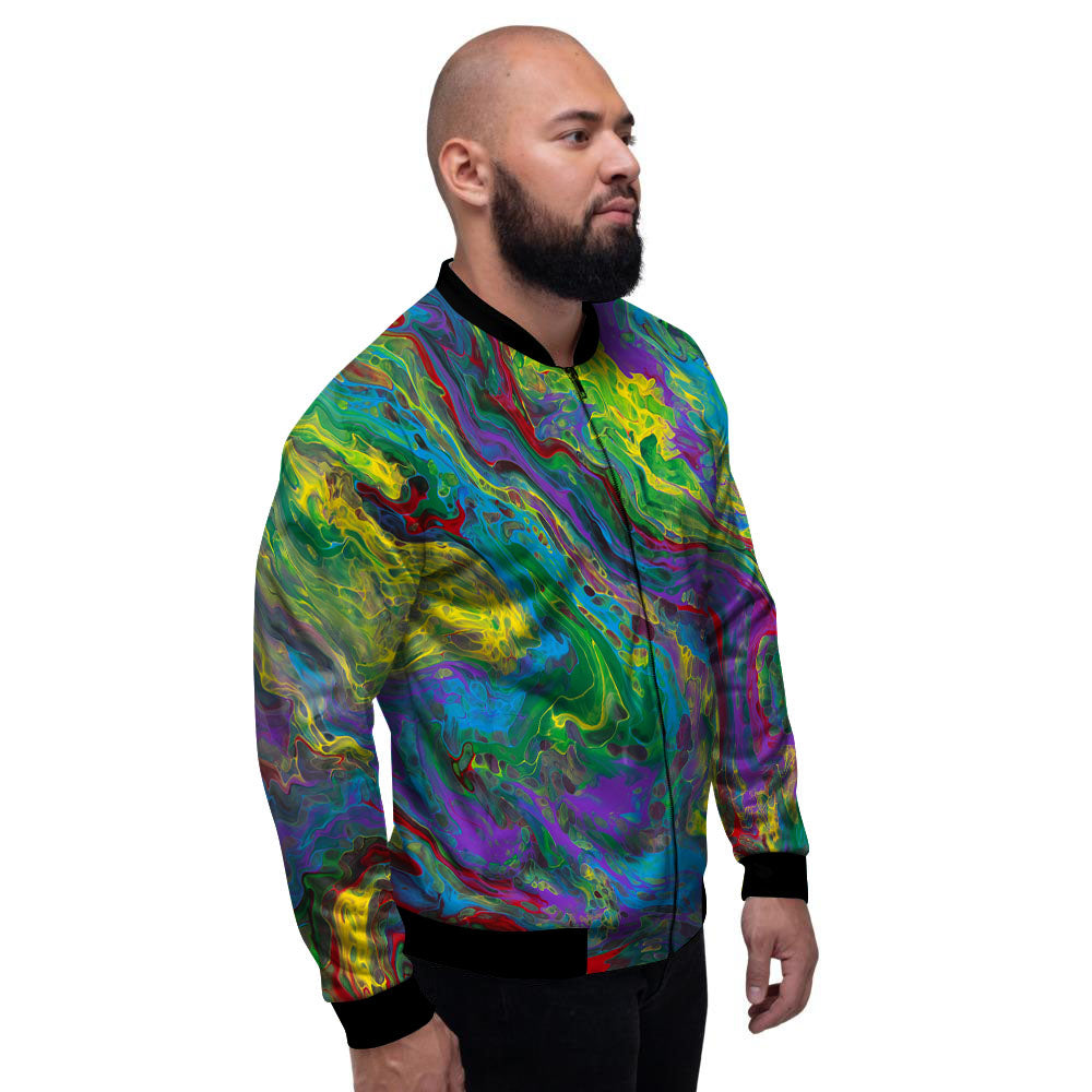 Psychedelic Abstract Print Men's Bomber Jacket-grizzshop