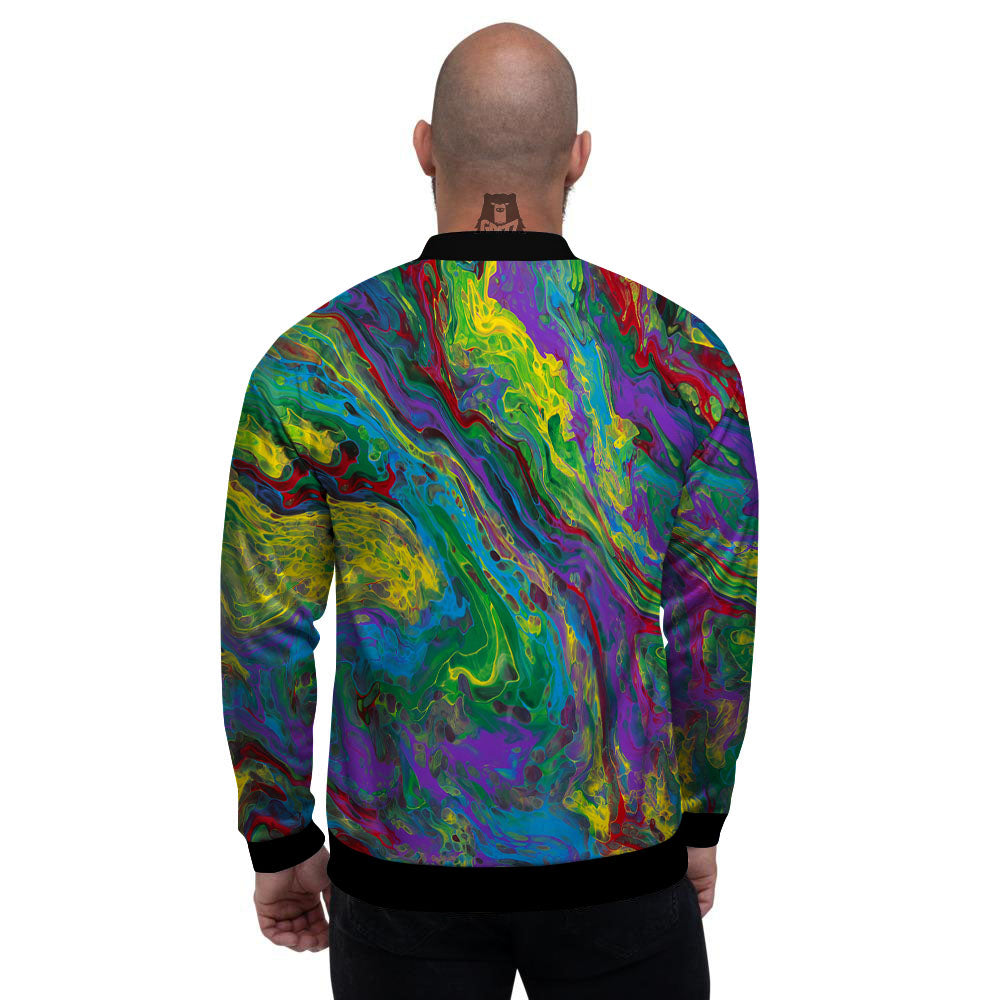 Psychedelic Abstract Print Men's Bomber Jacket-grizzshop