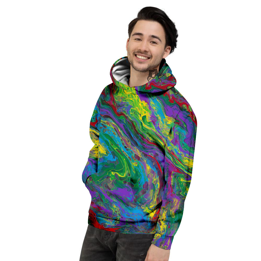 Psychedelic Abstract Print Men's Hoodie-grizzshop