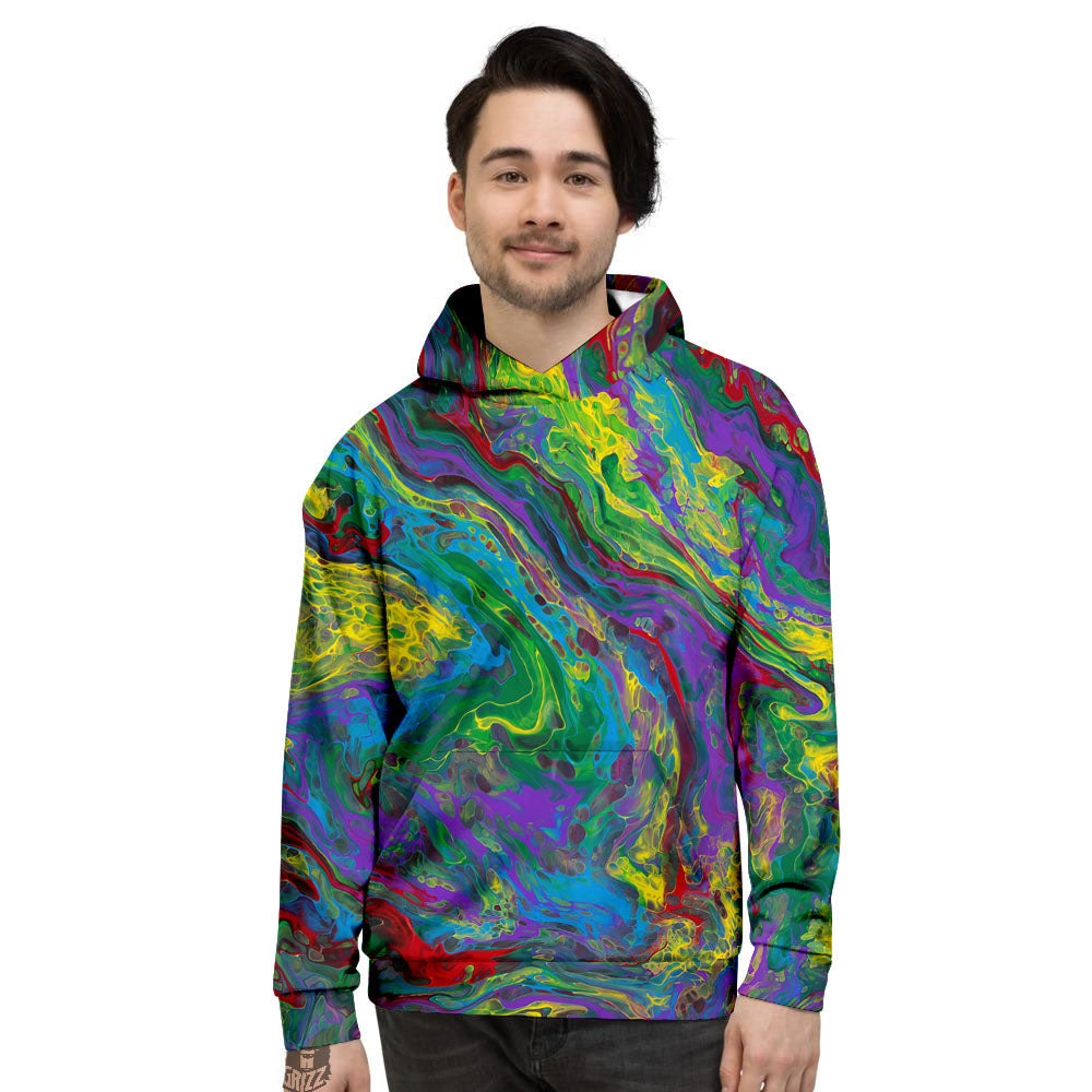 Psychedelic Abstract Print Men's Hoodie-grizzshop