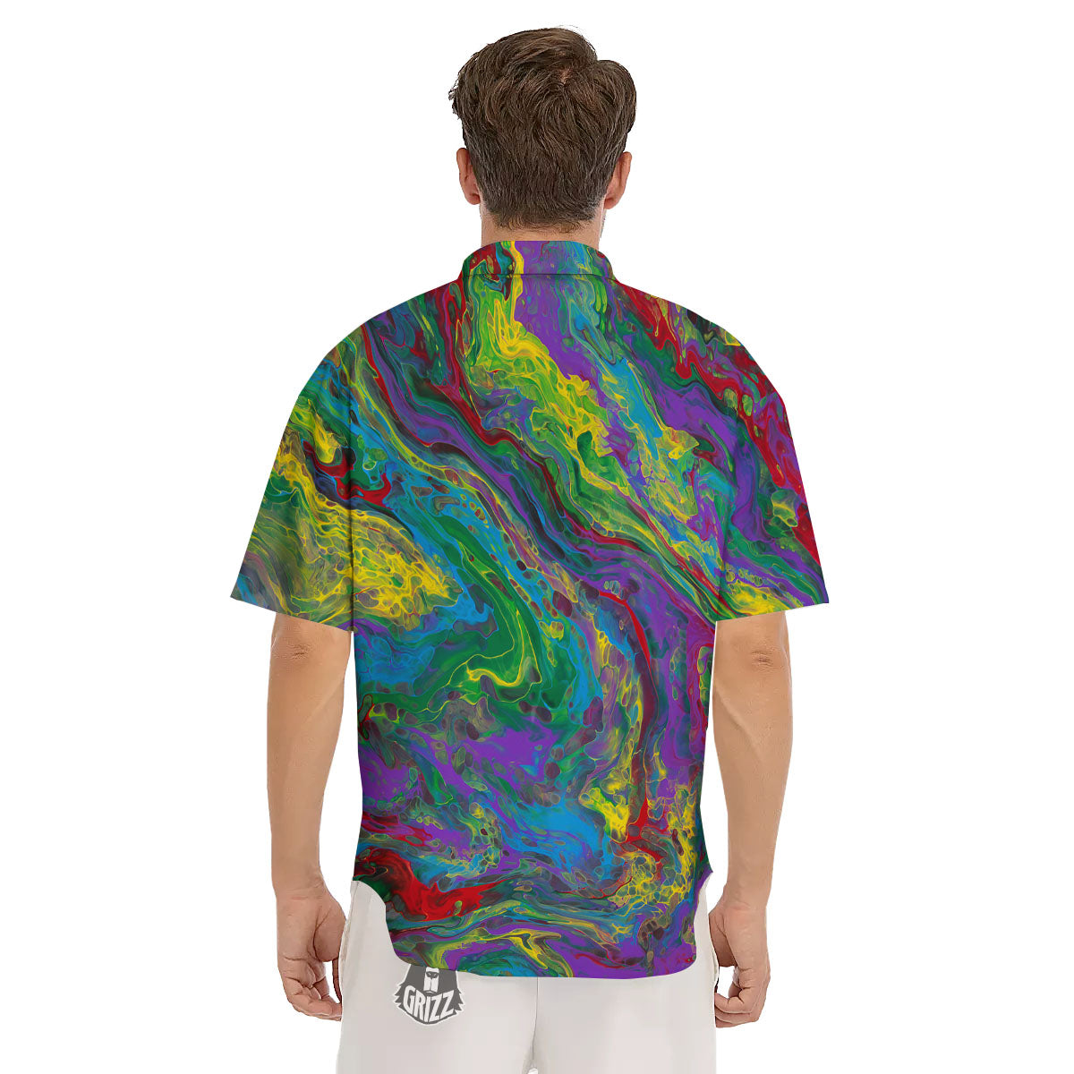 Psychedelic Abstract Print Men's Short Sleeve Shirts-grizzshop