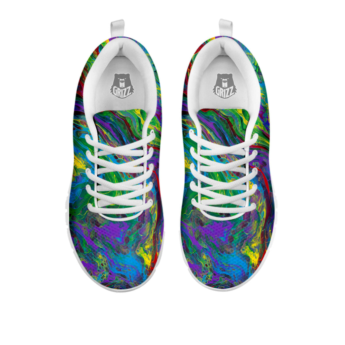 Psychedelic Abstract Print White Sneaker-grizzshop