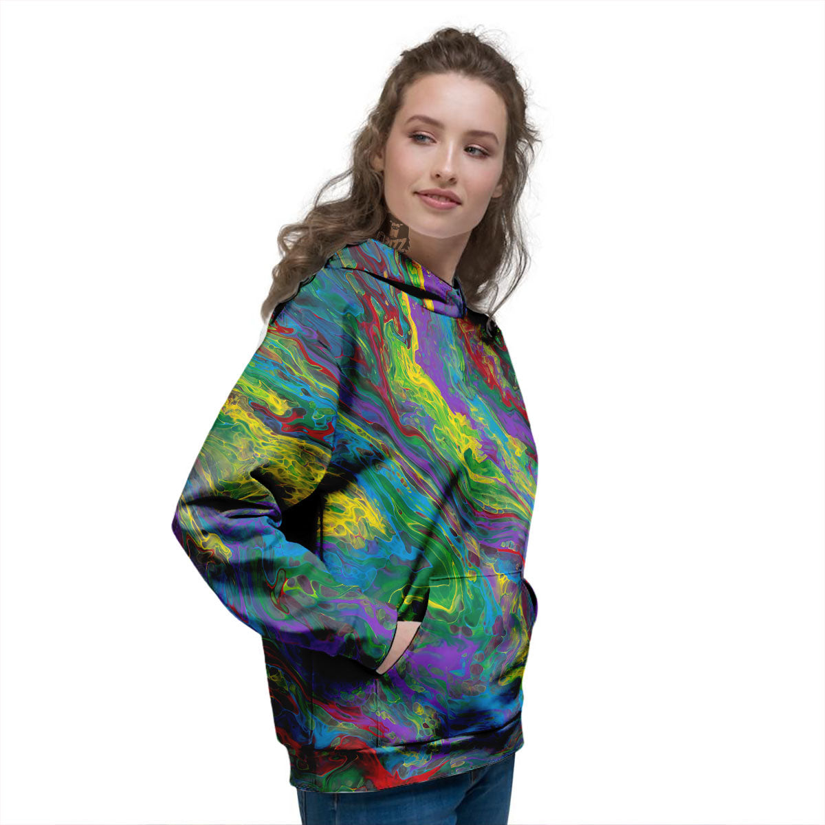 Psychedelic Abstract Print Women's Hoodie-grizzshop