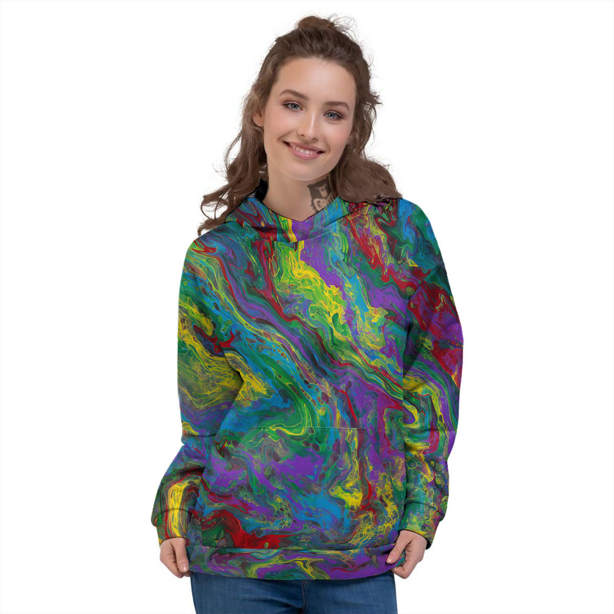 Psychedelic Abstract Print Women's Hoodie-grizzshop