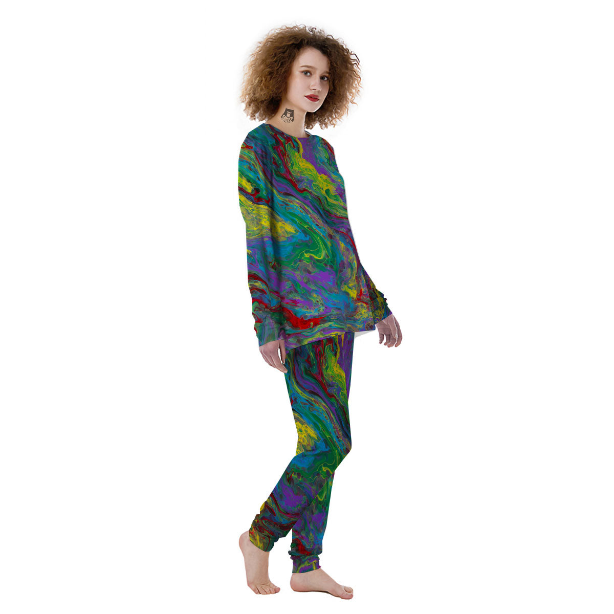 Psychedelic Abstract Print Women's Pajamas-grizzshop