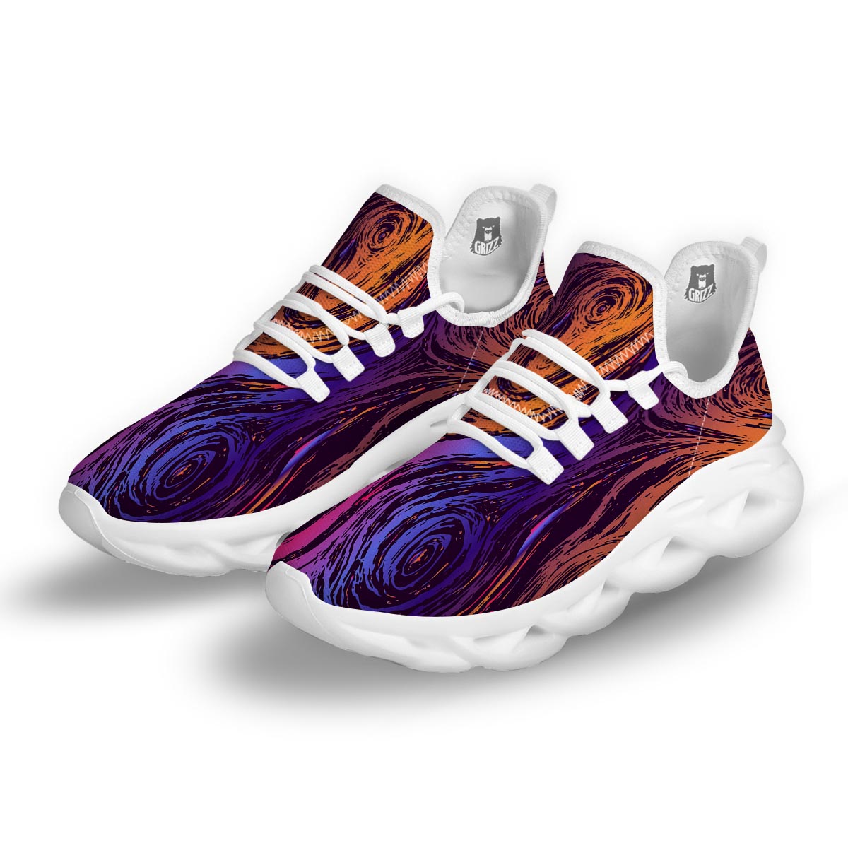 Psychedelic Abstract White Running Shoes-grizzshop