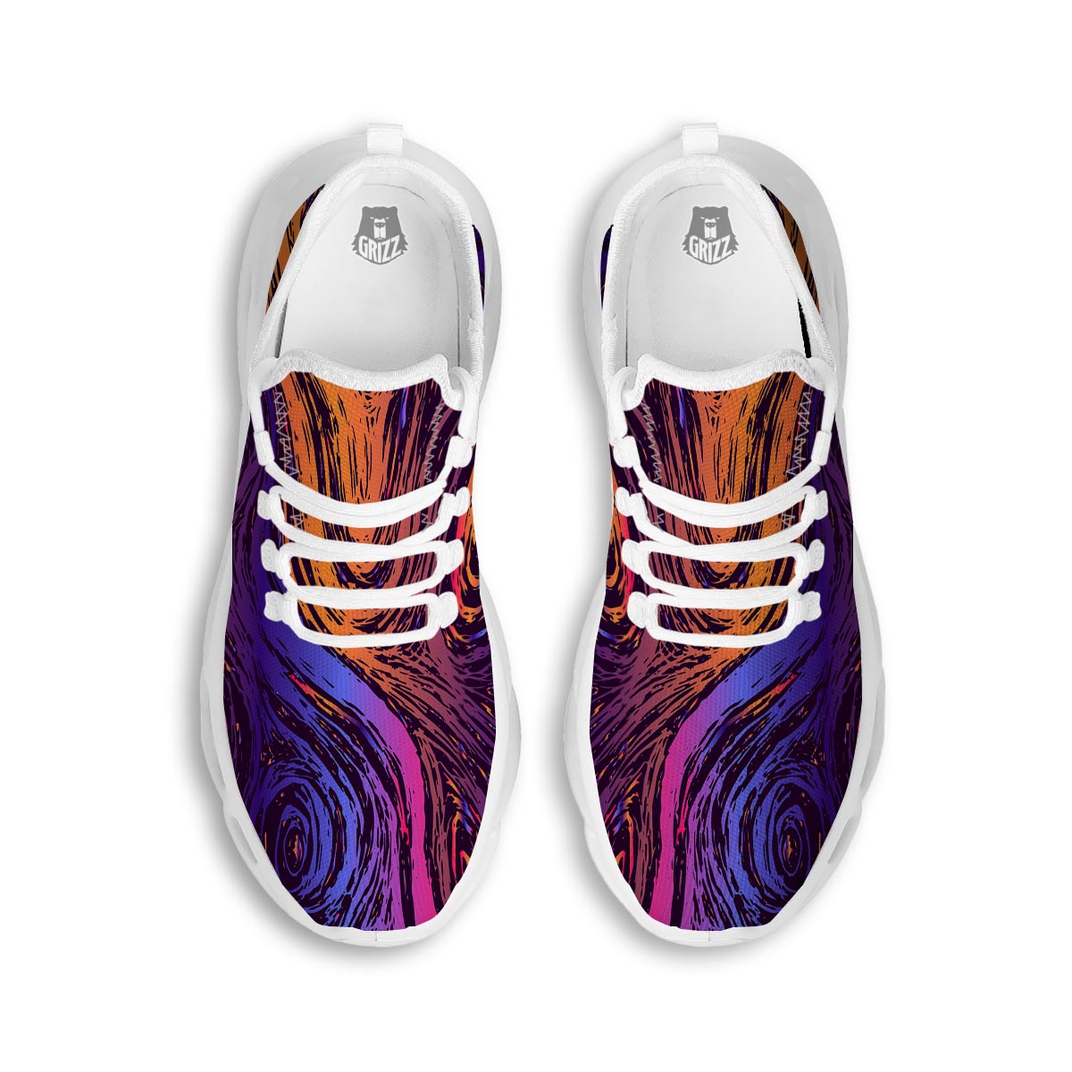 Psychedelic Abstract White Running Shoes-grizzshop