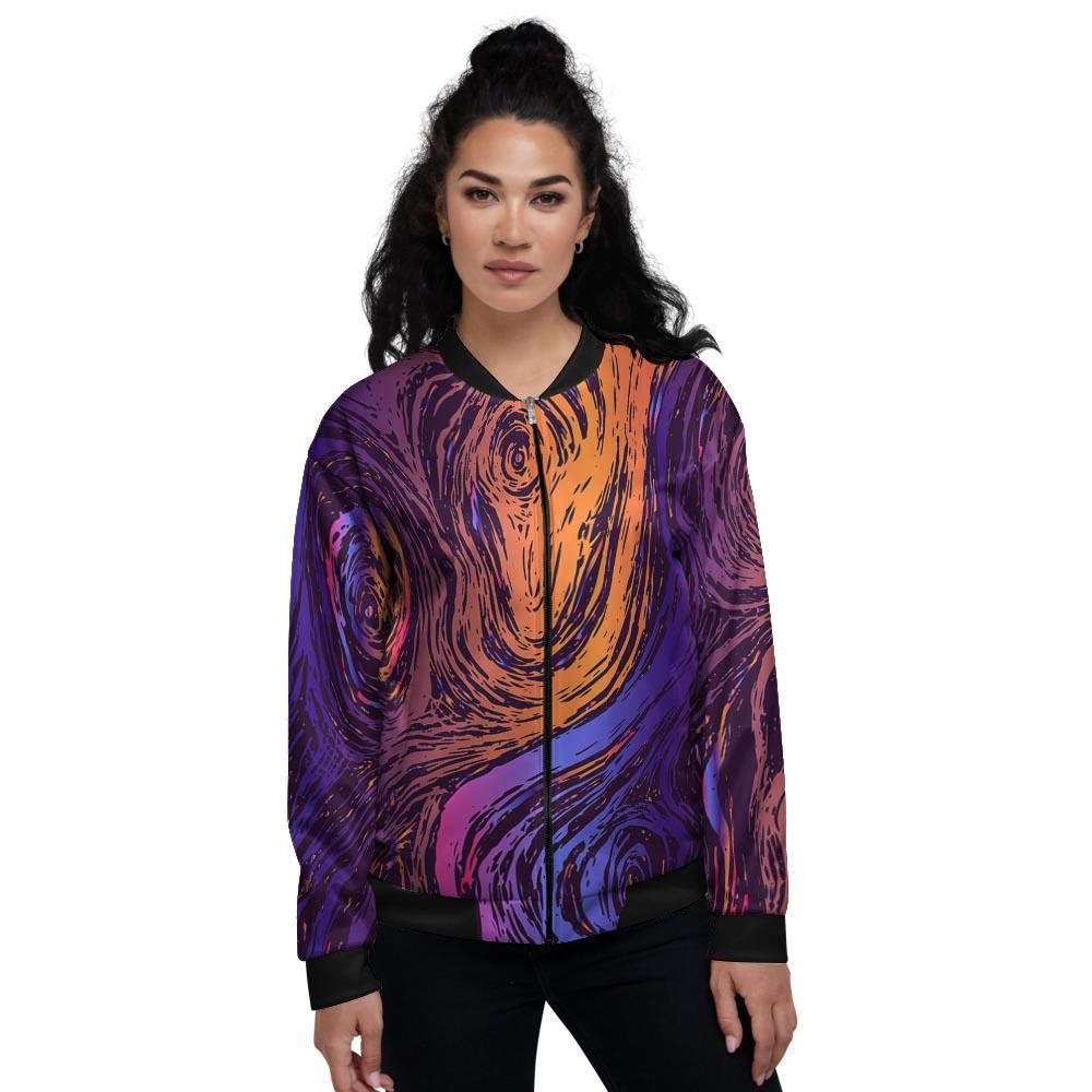 Psychedelic Abstract Women's Bomber Jacket-grizzshop