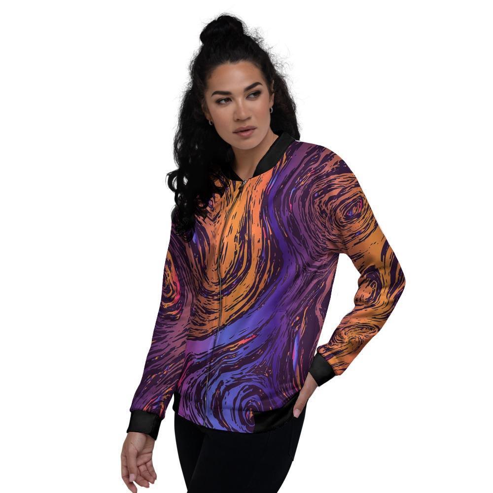 Psychedelic Abstract Women's Bomber Jacket-grizzshop