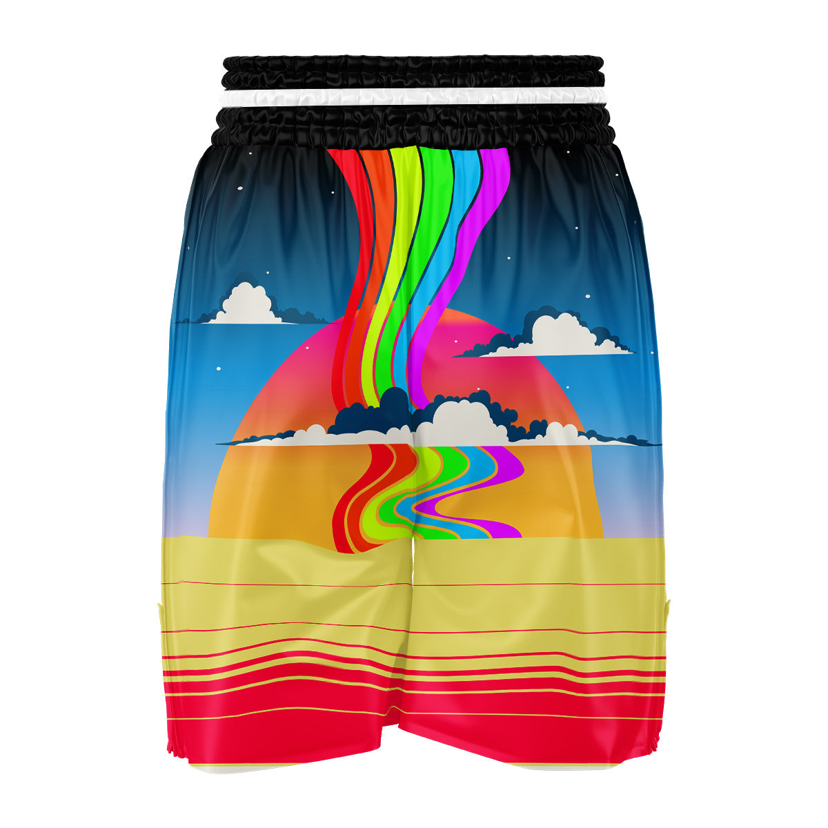 Psychedelic And Gradient Sky Rainbow Print Boxing Shorts-grizzshop
