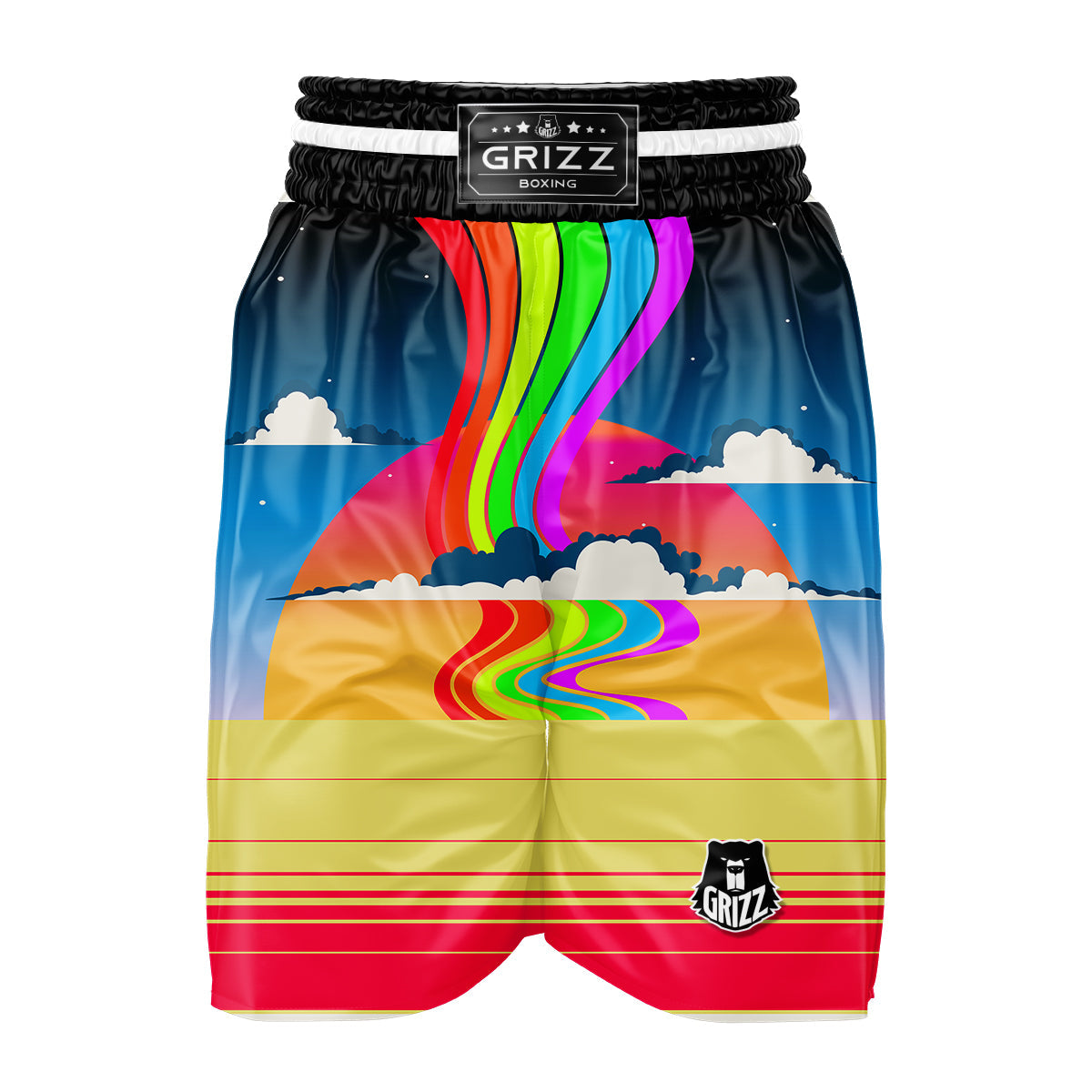 Psychedelic And Gradient Sky Rainbow Print Boxing Shorts-grizzshop