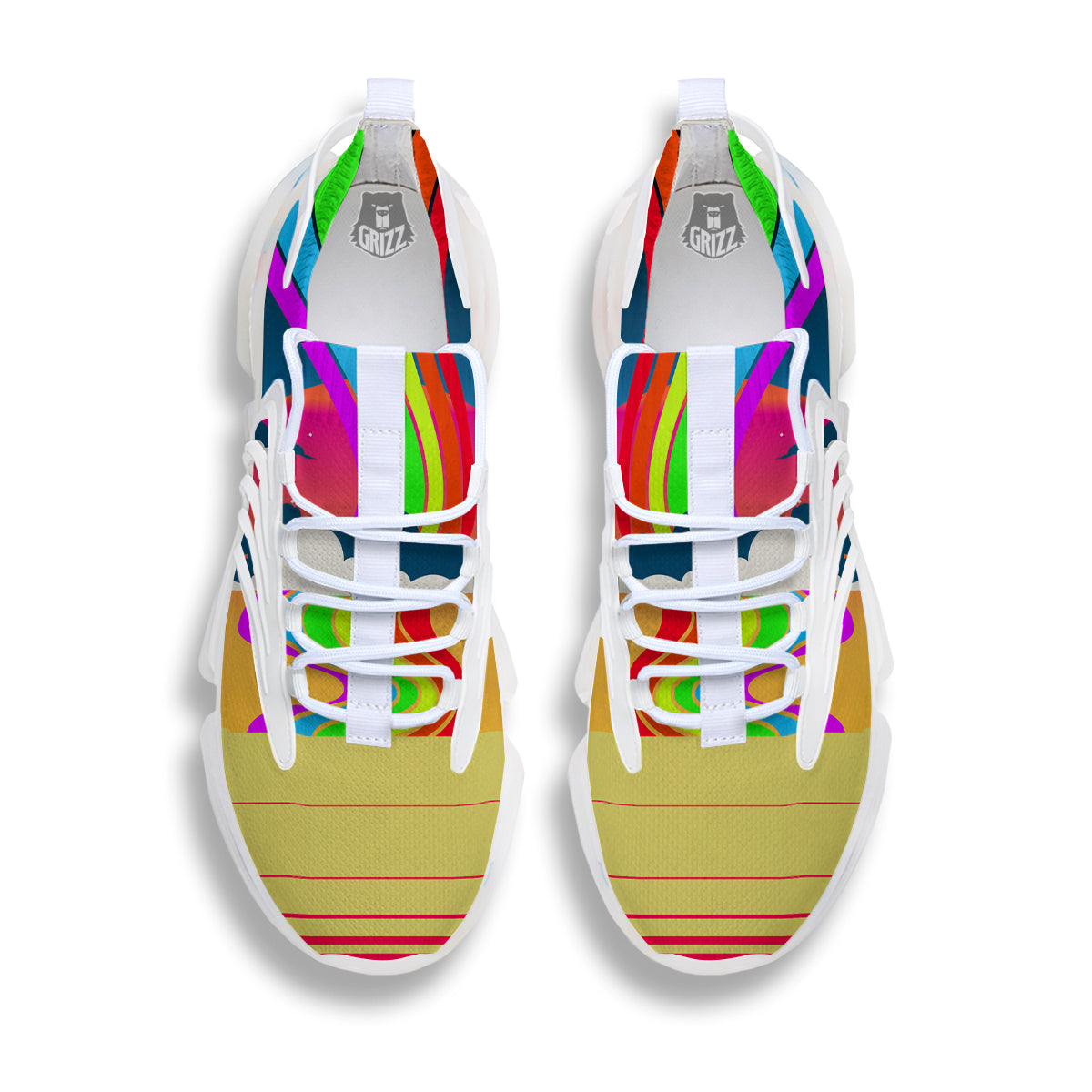 Psychedelic And Gradient Sky Rainbow Print White Gym Shoes-grizzshop