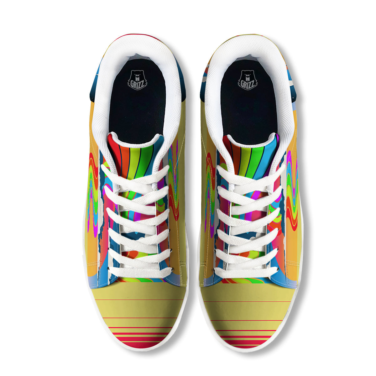 Psychedelic And Gradient Sky Rainbow Print White Low Top Sneakers-grizzshop