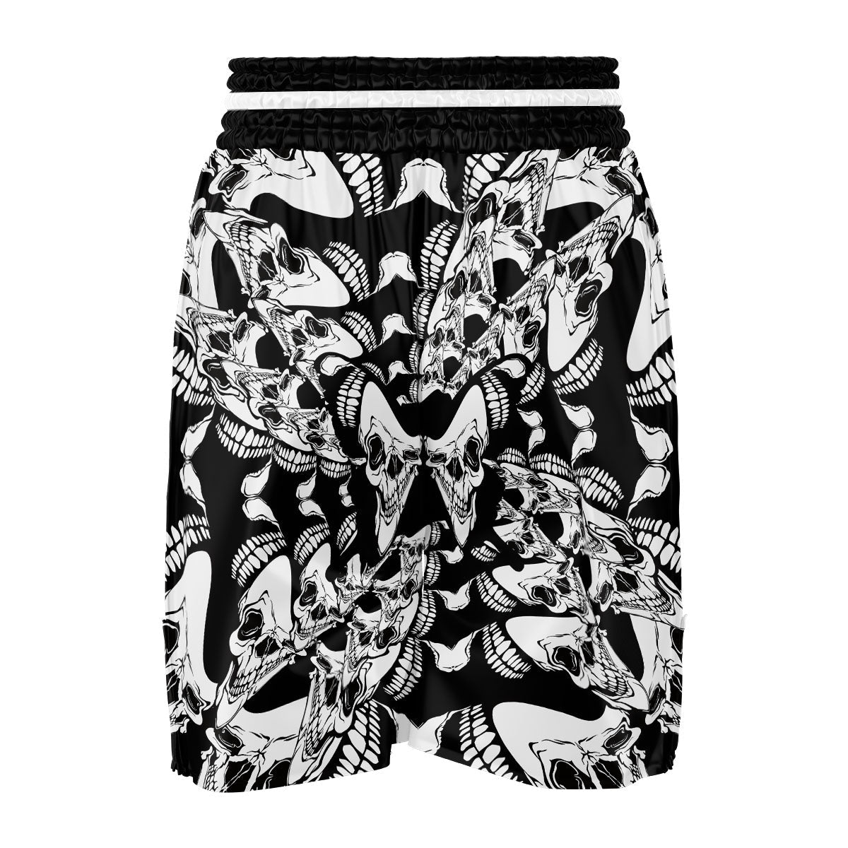 Psychedelic Black And White Skull Print Boxing Shorts-grizzshop