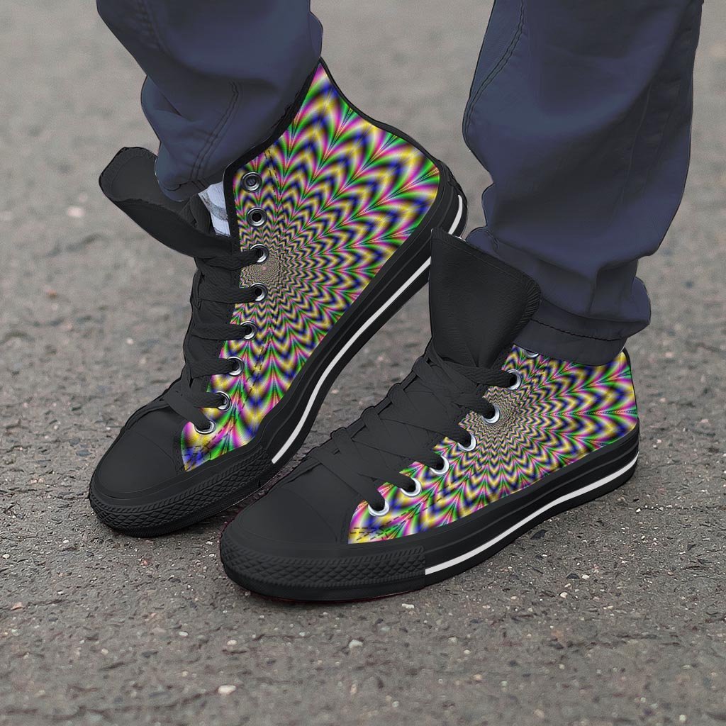 Psychedelic Blue Optical illusion Men's High Top Shoes-grizzshop