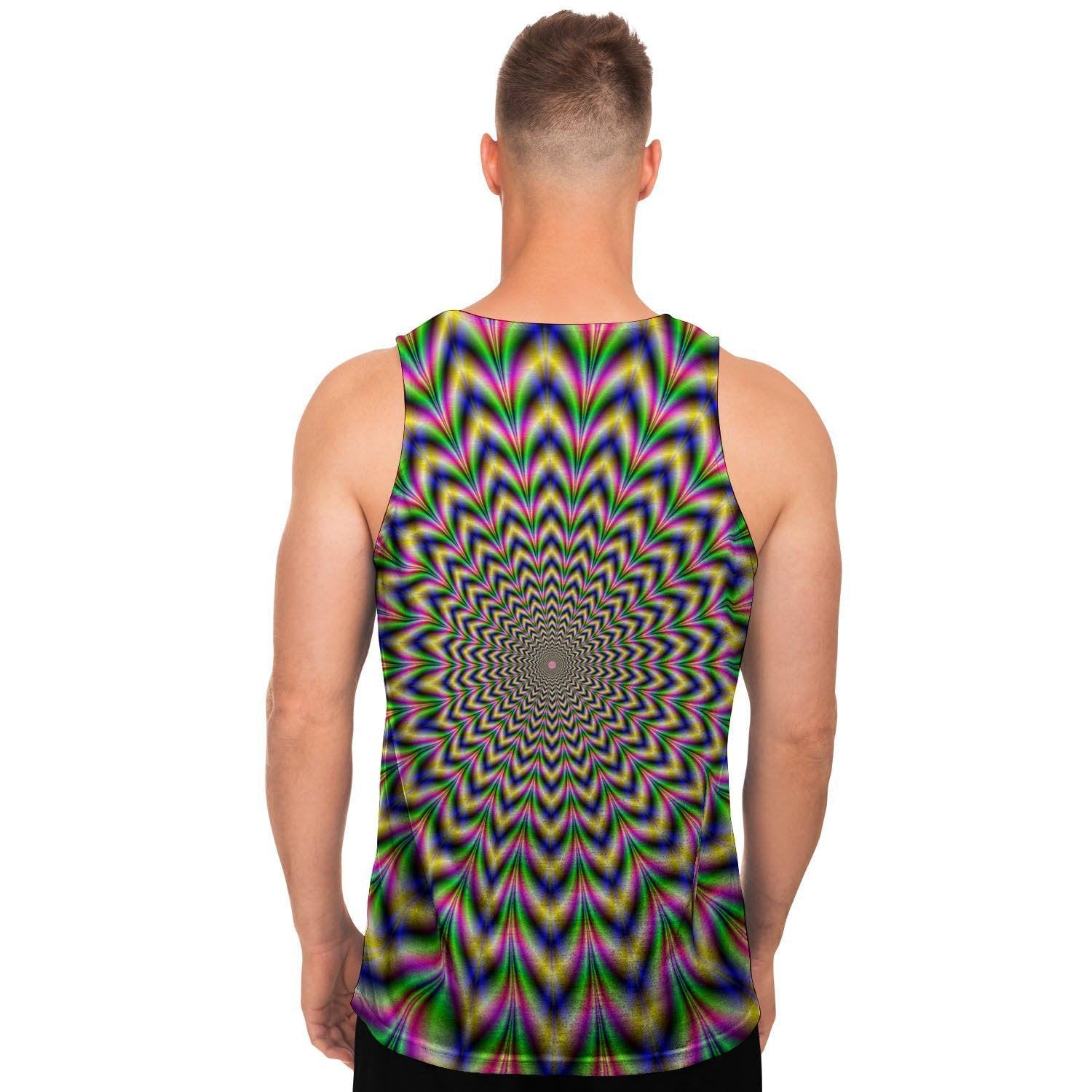 Psychedelic Blue Optical illusion Men's Tank Tops-grizzshop