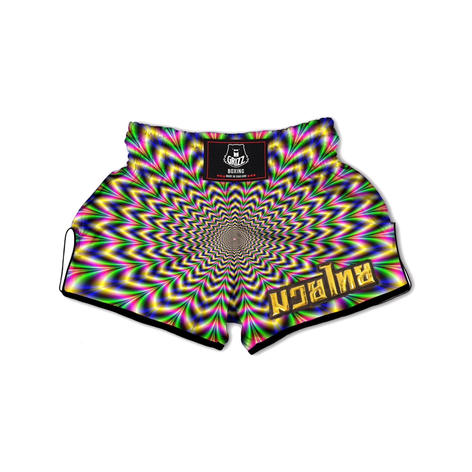 Psychedelic Blue Optical illusion Muay Thai Boxing Shorts-grizzshop
